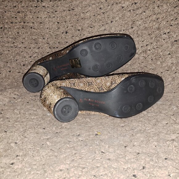 PAS DE ROUGE-ITALY-Gold/White Tapestry Brocade Booties-Sz 40-Near Mint - Picture 8 of 8